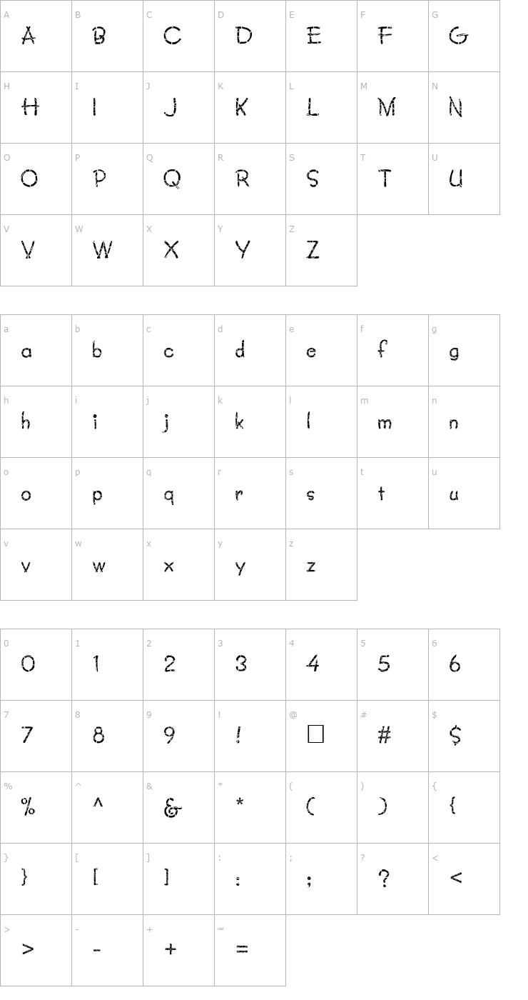 Character Map FZ JAZZY 34 CRACKED Font