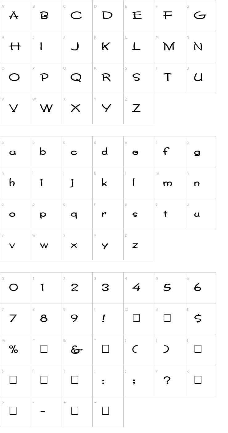 Character Map FZ JAZZY 34 EX Font