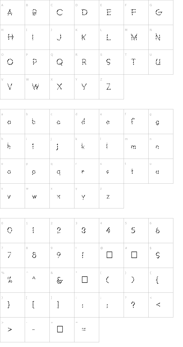 Character Map FZ JAZZY 34 STRIPED Font