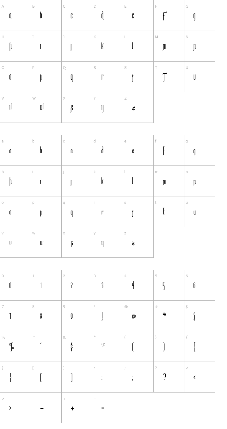 Character Map FZ JAZZY 35 Font