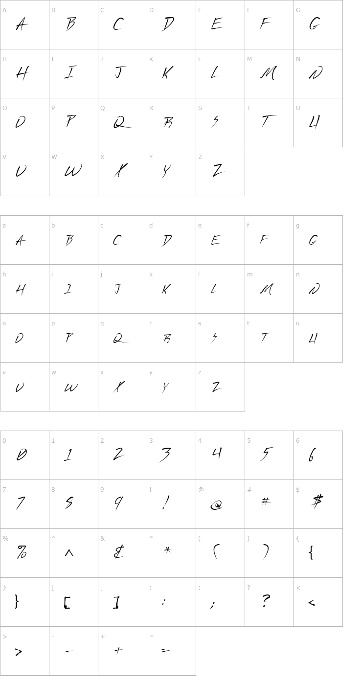 Character Map FZ JAZZY 44 Font
