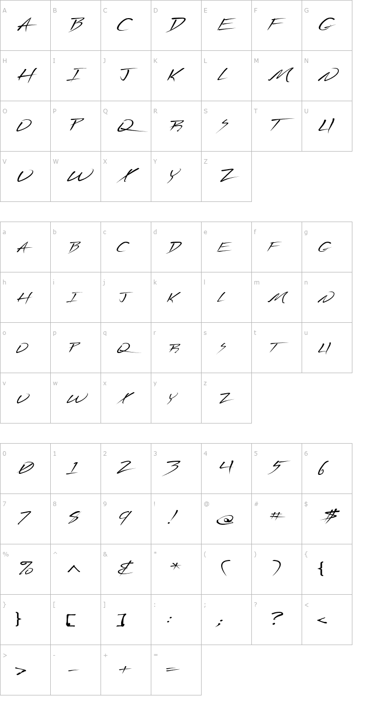 Character Map FZ JAZZY 44 EX Font