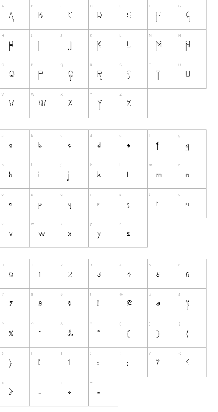 Character Map FZ JAZZY 45 3D Font