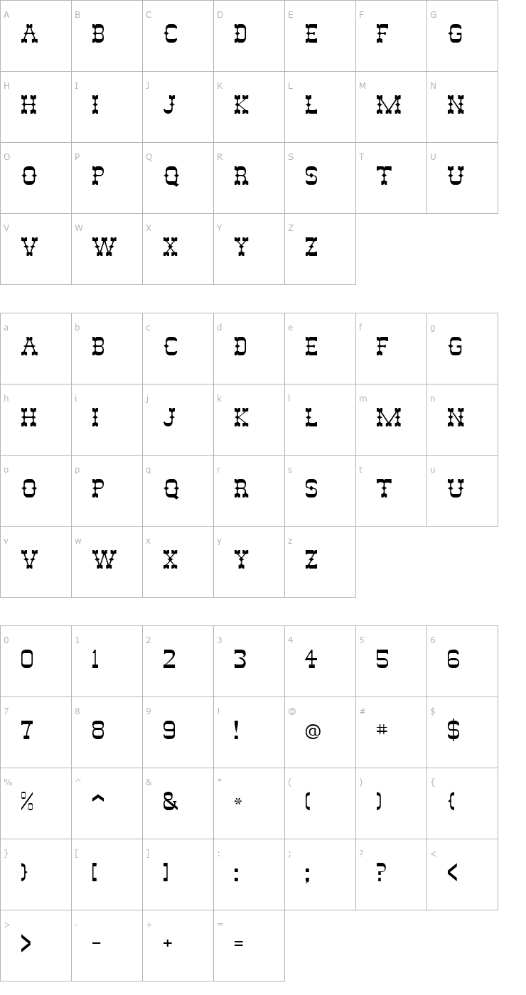 Character Map FZ JAZZY 46 Font