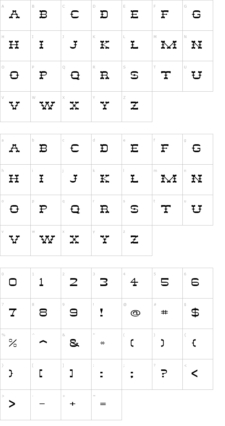 Character Map FZ JAZZY 46 EX Font