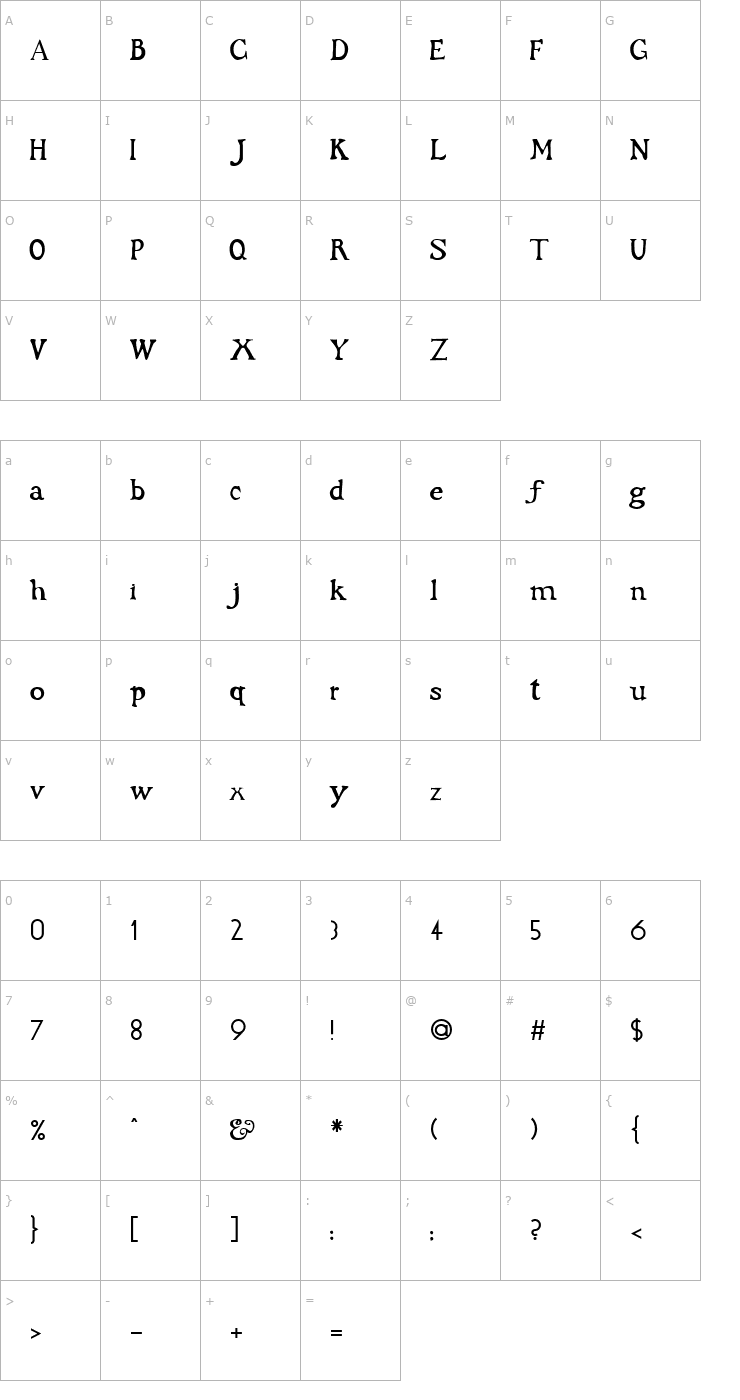 Character Map FZ JAZZY 48 Font