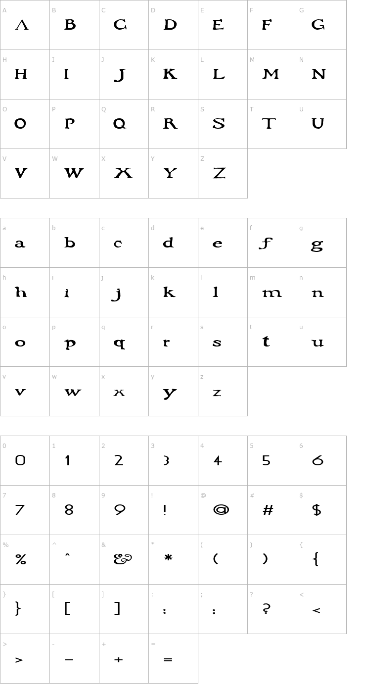 Character Map FZ JAZZY 48 EX Font