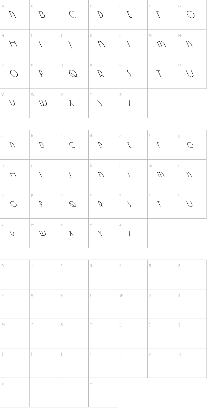 Character Map FZ JAZZY 5 LEFTY Font