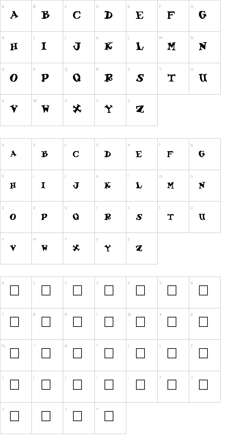 Character Map FZ JAZZY 55 Font