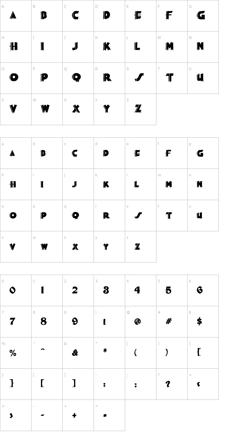 Character Map FZ JAZZY 56 Font