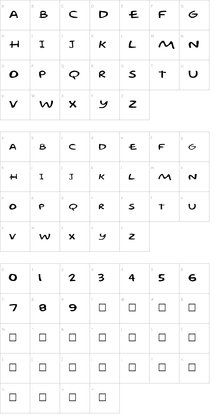 Character Map FZ JAZZY 57 EX Font