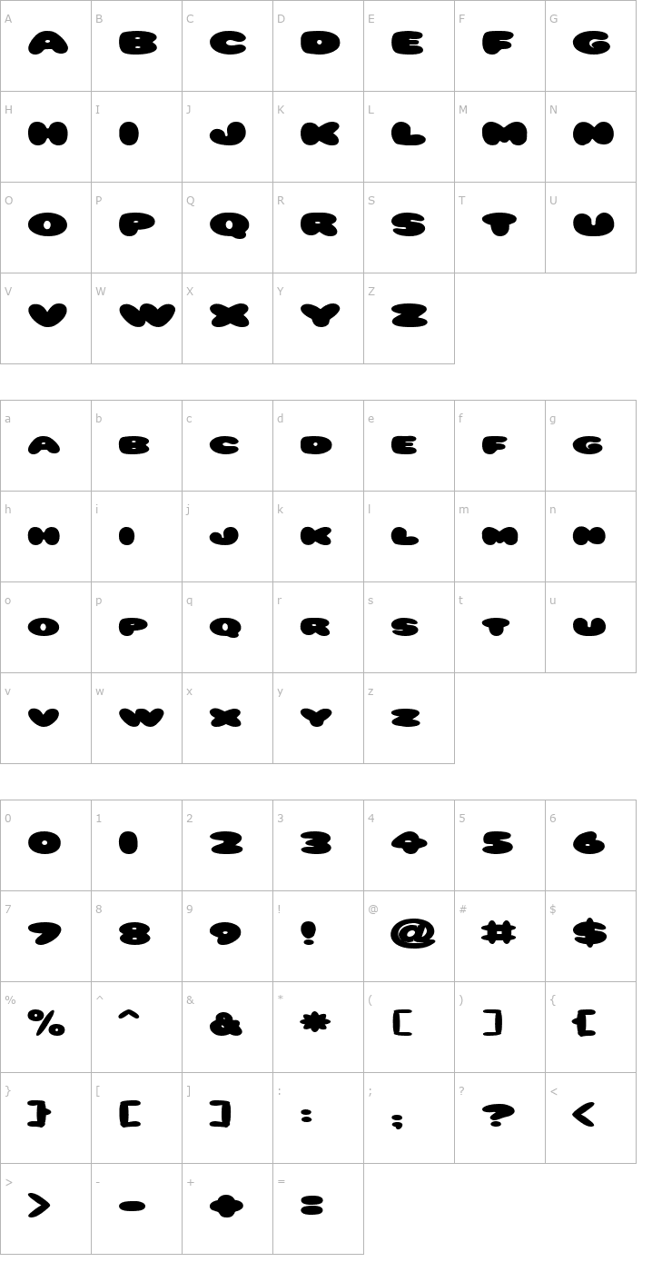 Character Map FZ JAZZY 59 EX Font