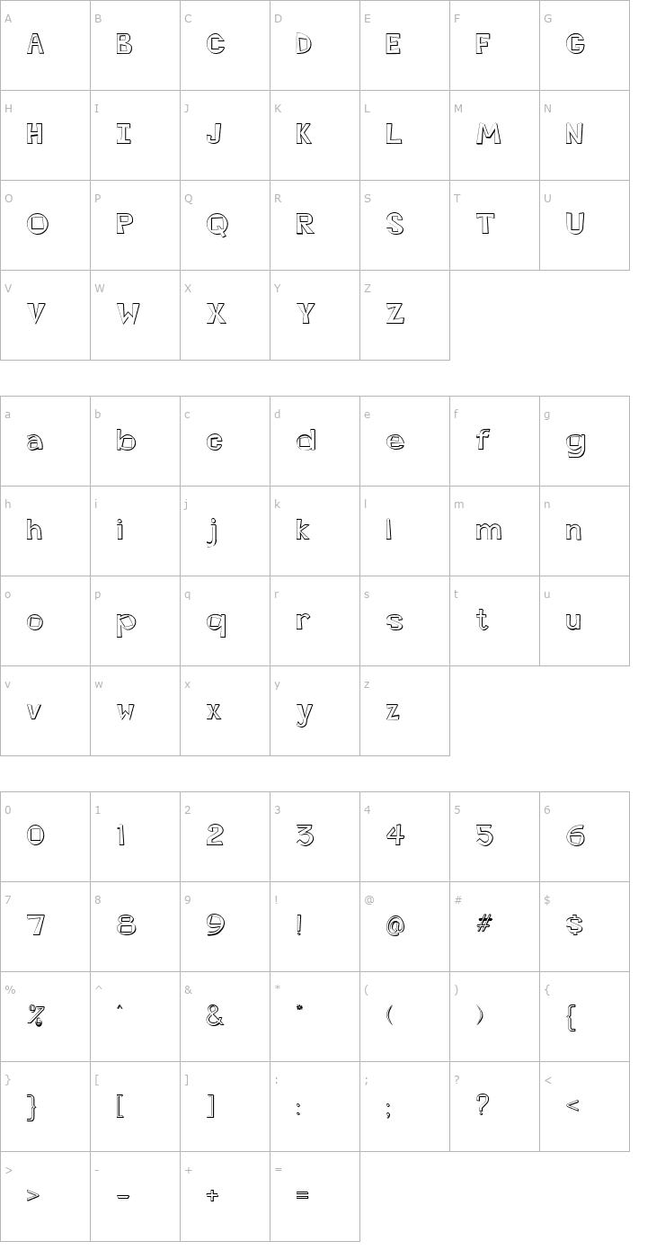 Character Map FZ JAZZY 7 3D Font