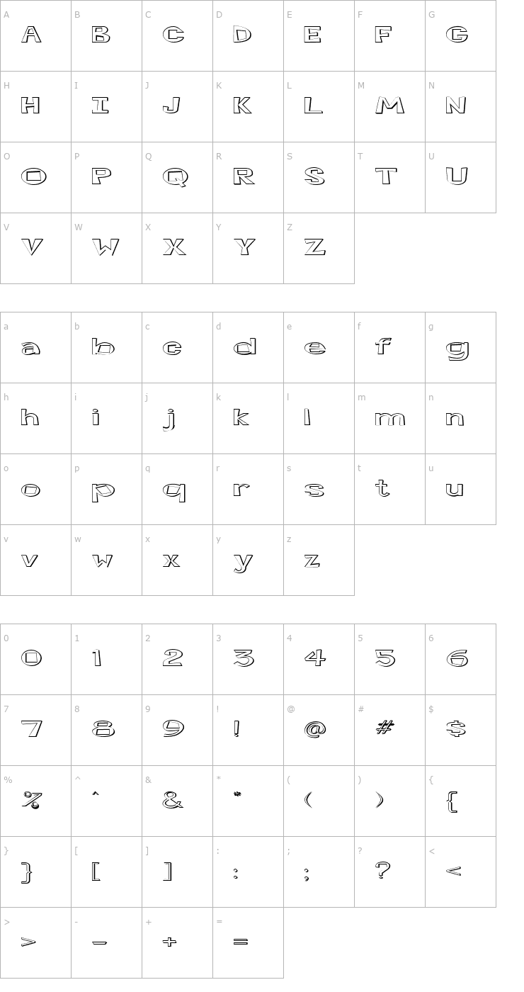Character Map FZ JAZZY 7 3D EX Font