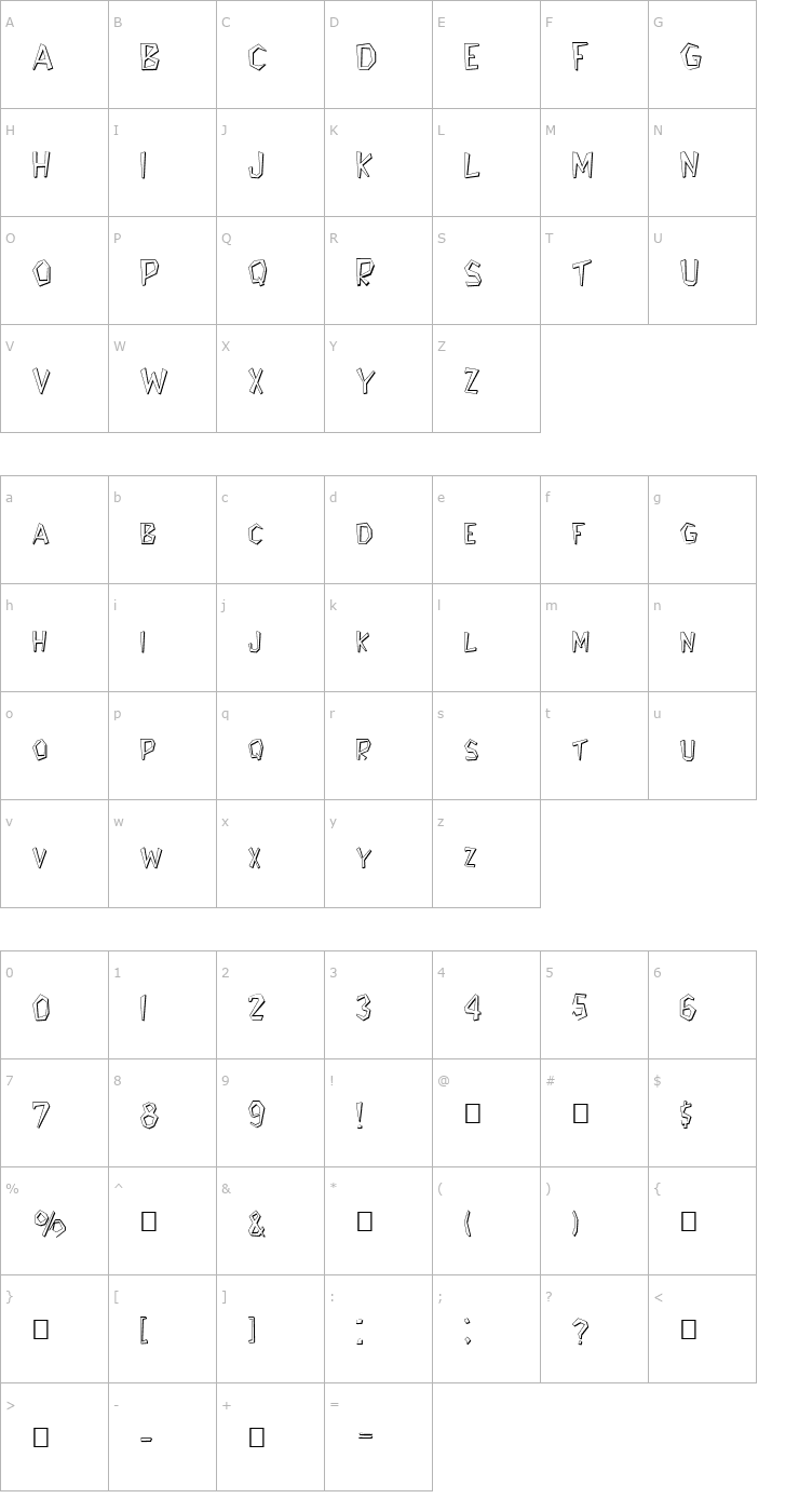 Character Map FZ JAZZY 8 3D Font