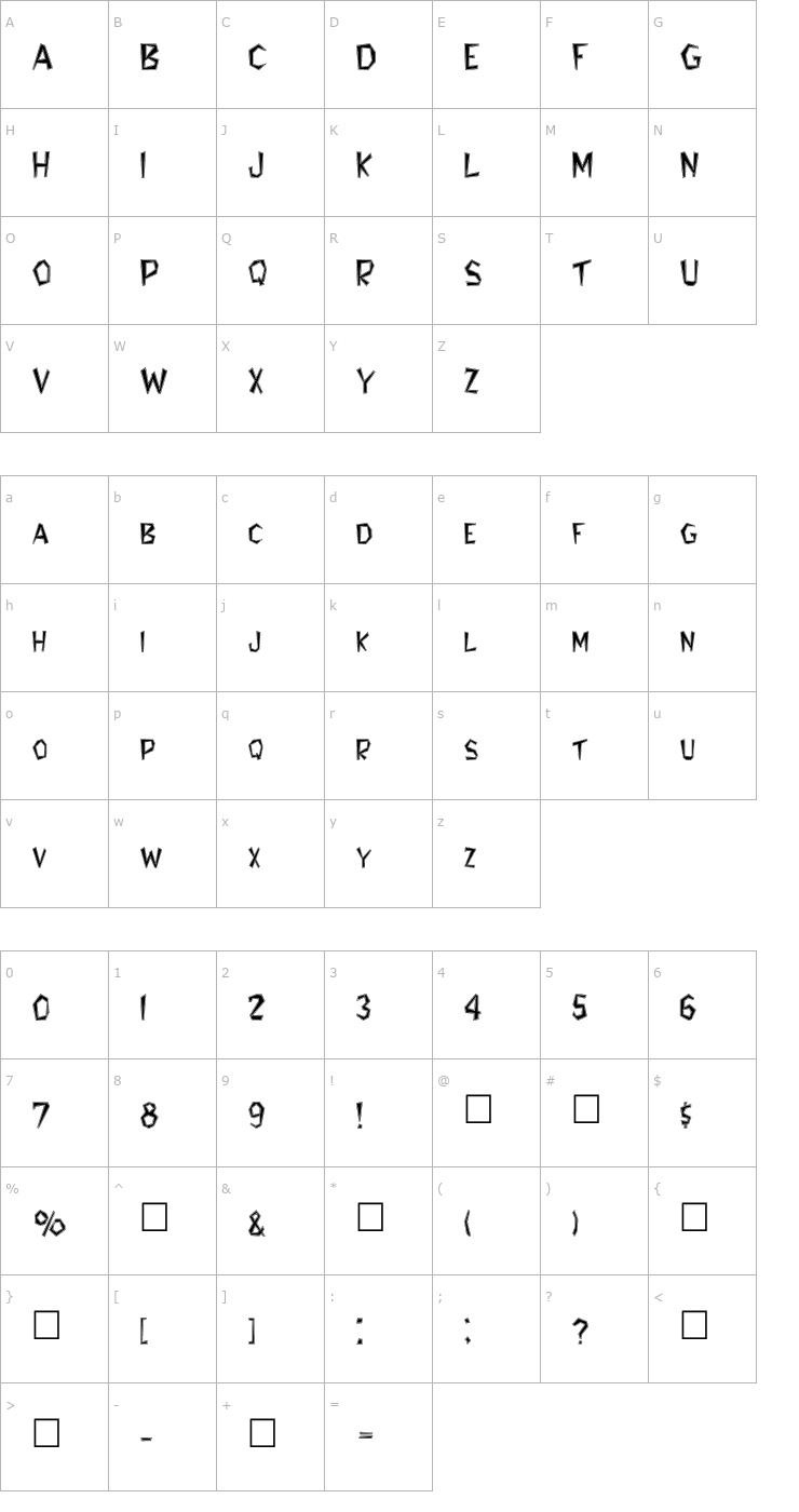 Character Map FZ JAZZY 8 CONTOUR Font
