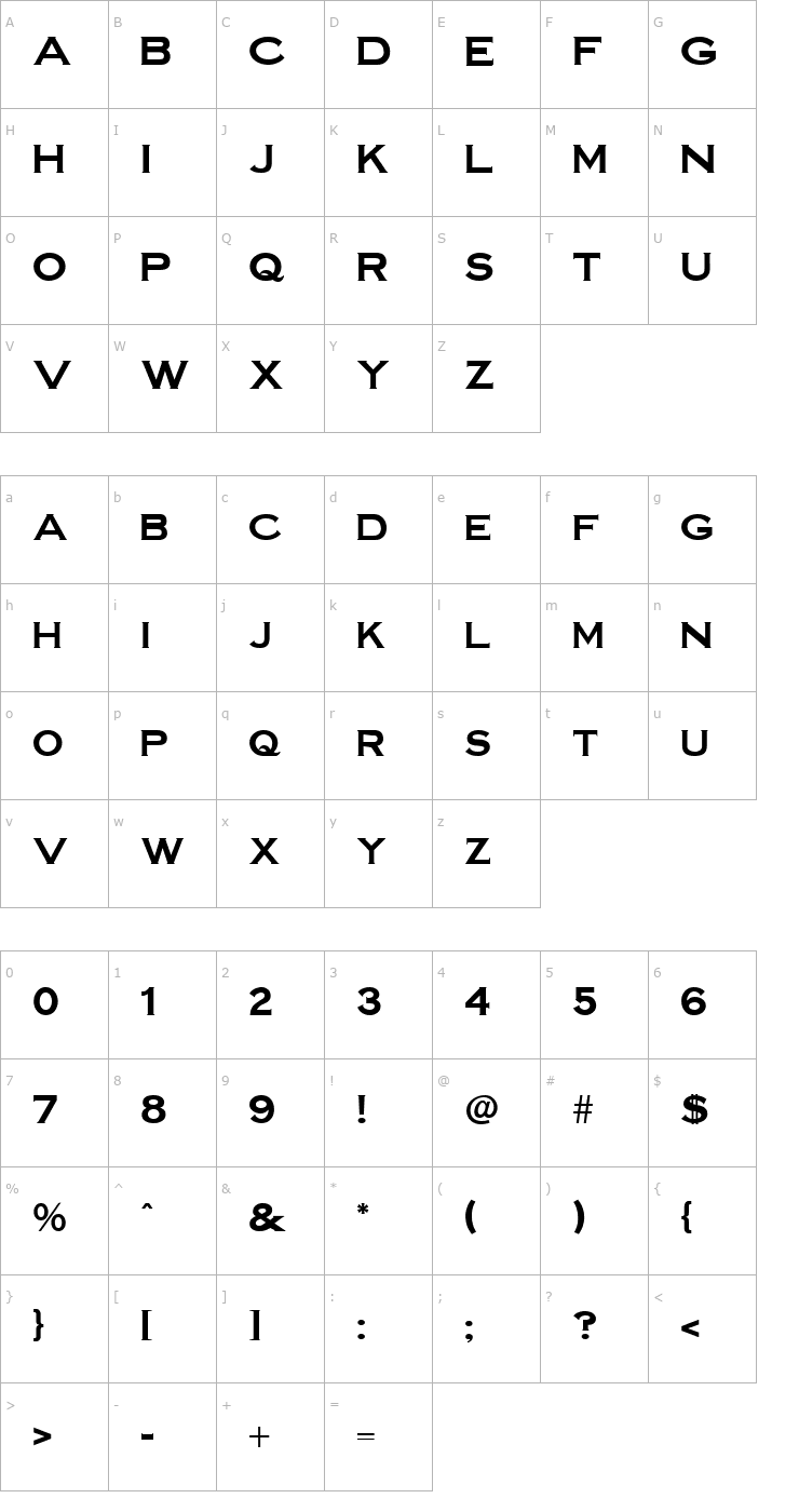 Character Map FZ ROMAN 14 Font