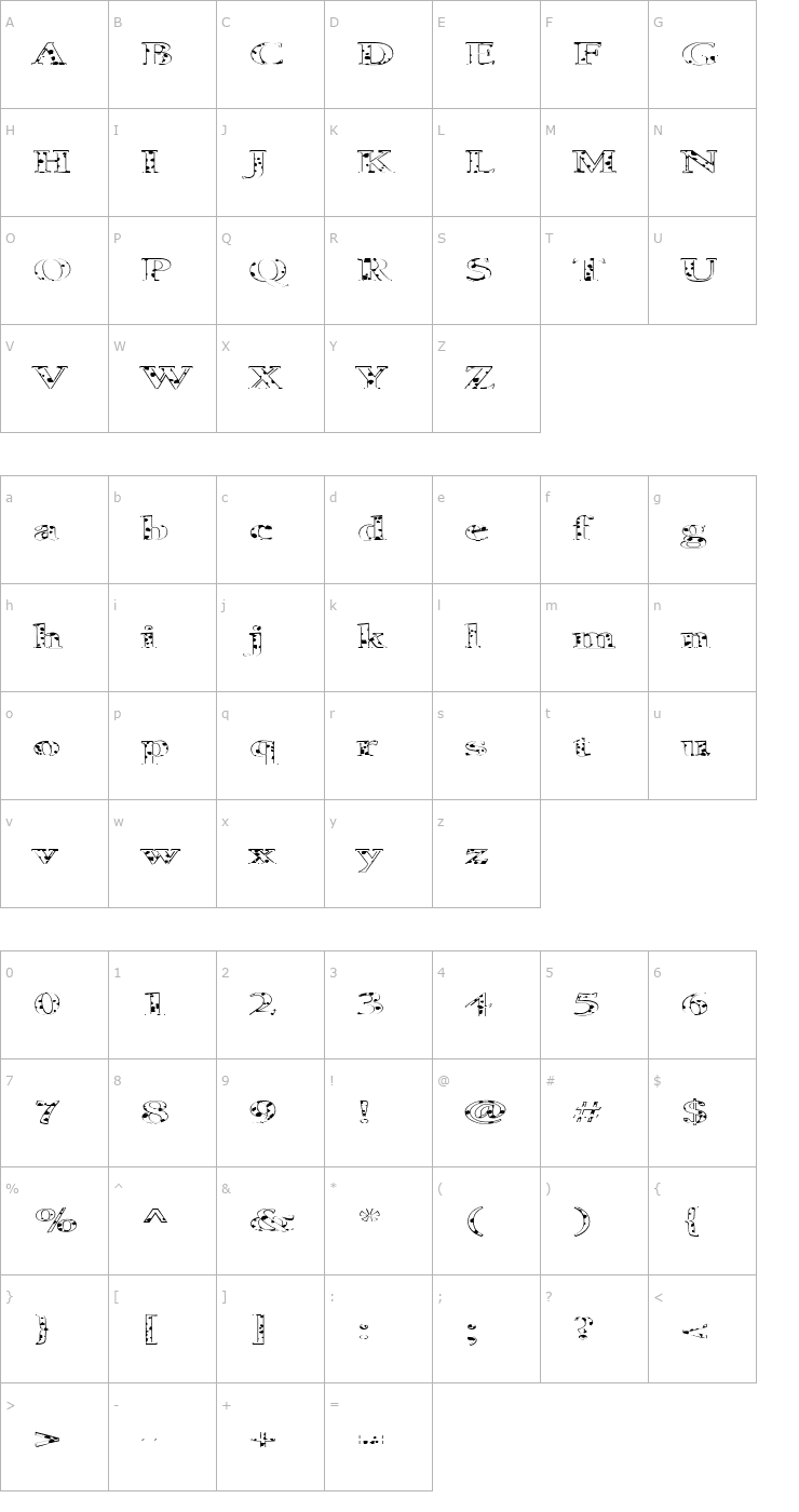 Character Map FZ ROMAN 24 SPOTTED EX Font