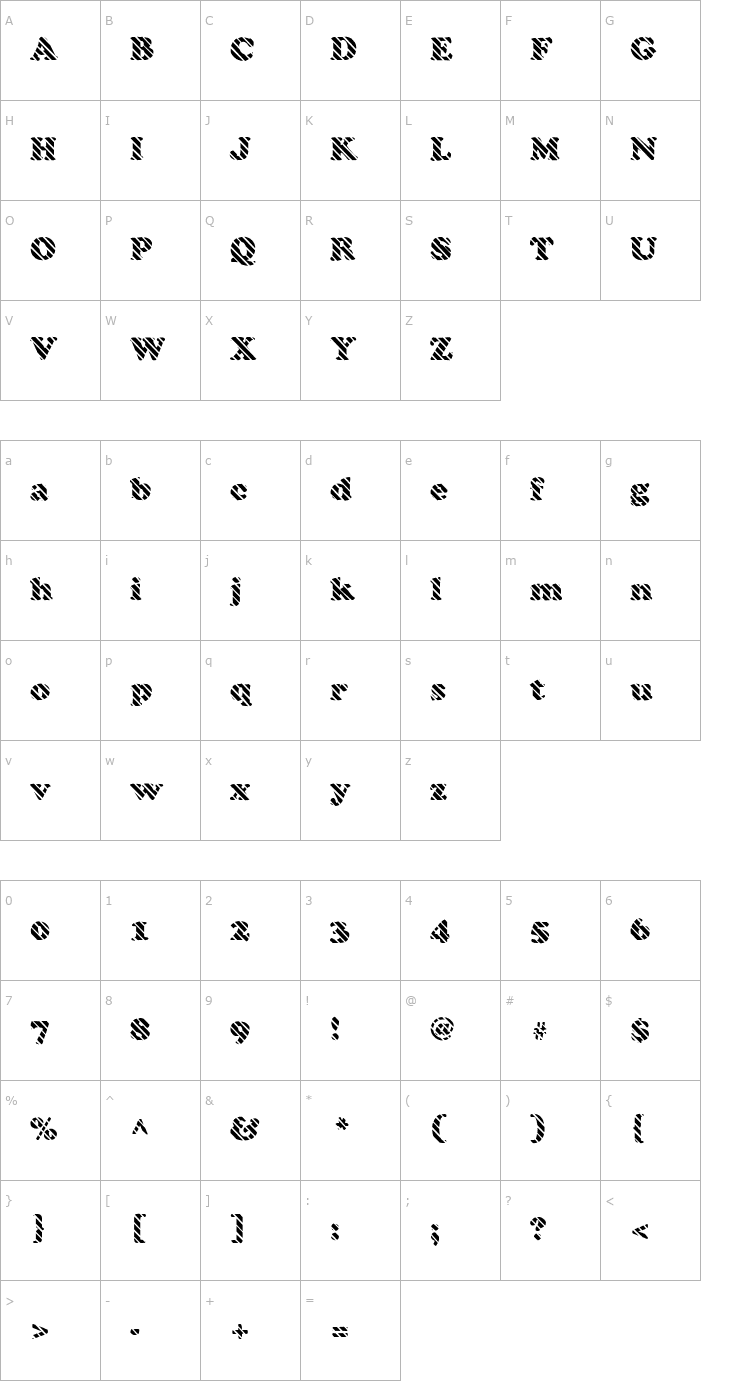 Character Map FZ ROMAN 4 STRIPED Font