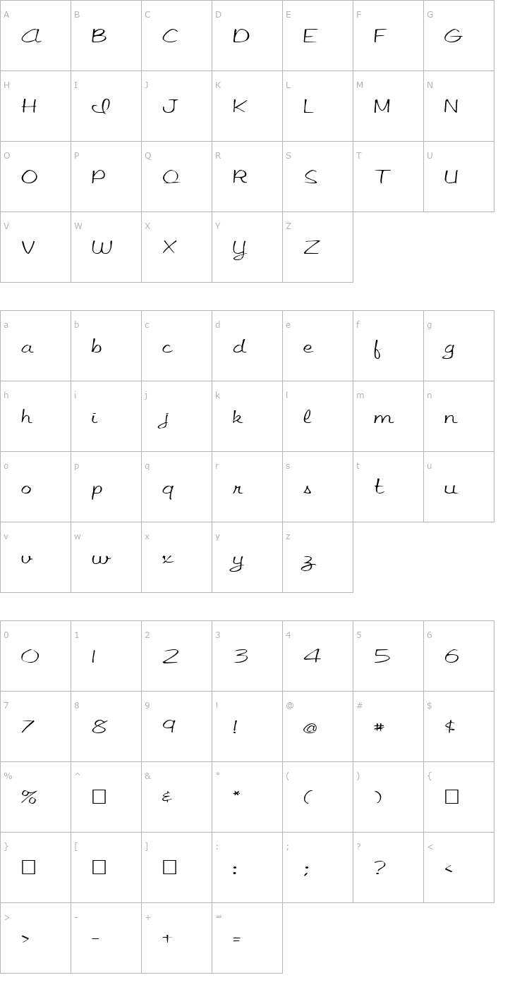 Character Map FZ SCRIPT 15 EX Font