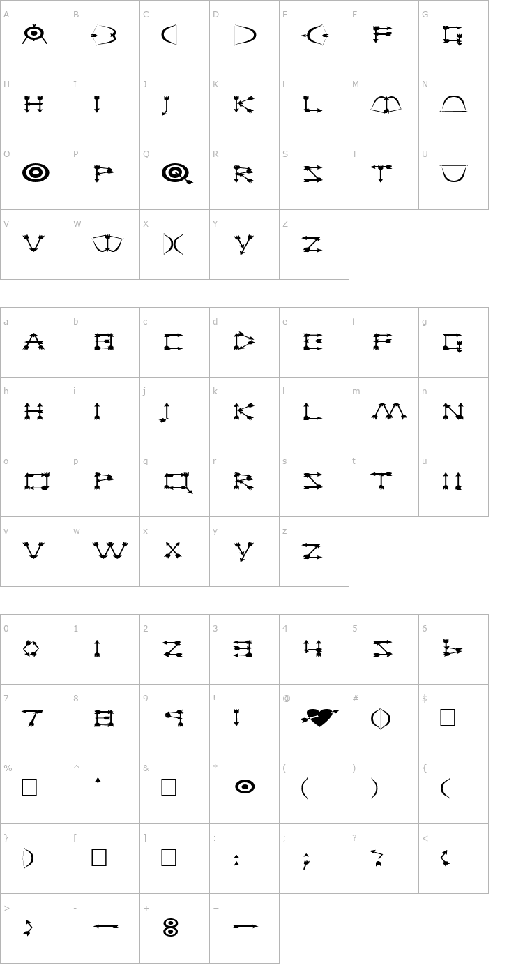 Character Map FZ UNIQUE 1 EX Font
