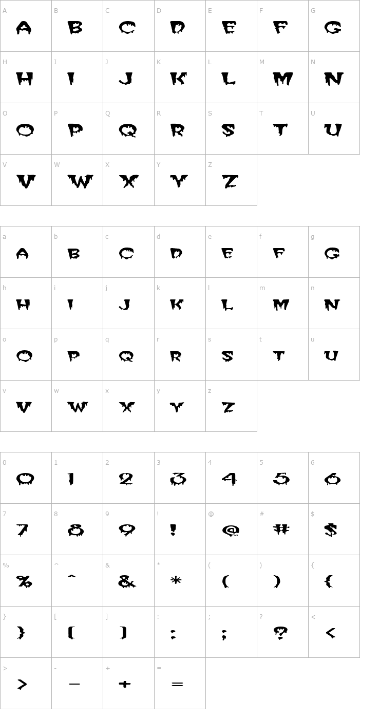 Character Map FZ UNIQUE 10 EX Font