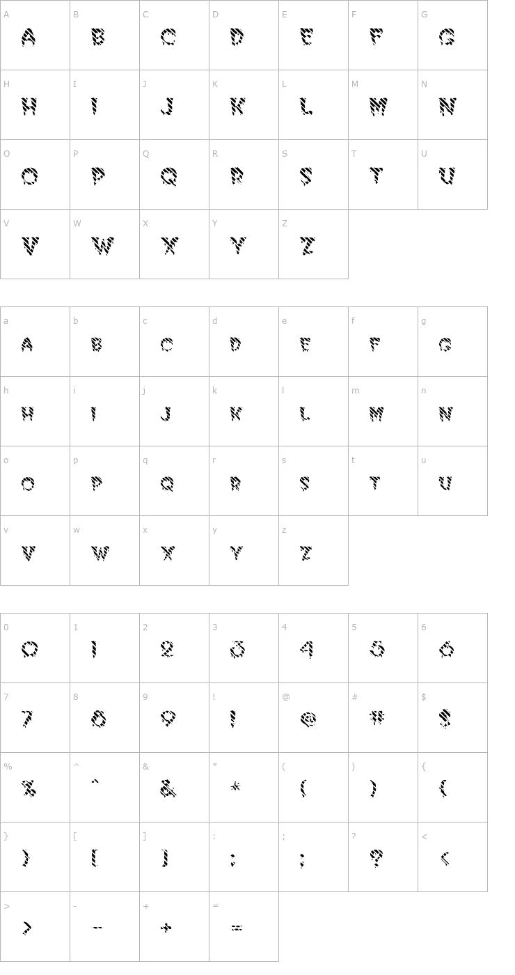 Character Map FZ UNIQUE 10 STRIPED Font