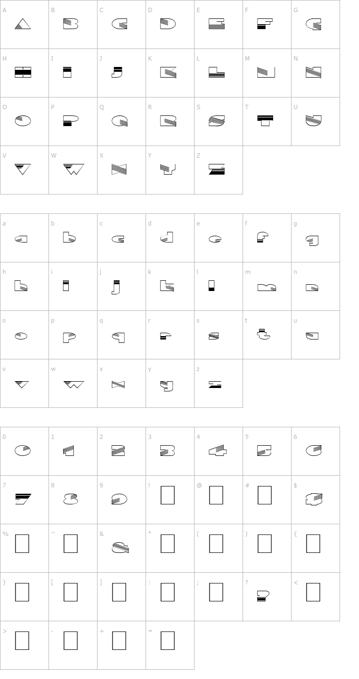 Character Map FZ UNIQUE 11 HOLLOW EX Font