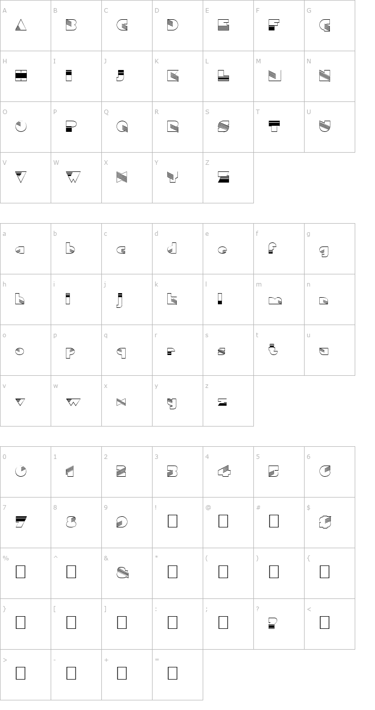 Character Map FZ UNIQUE 11 HOLLOW Font