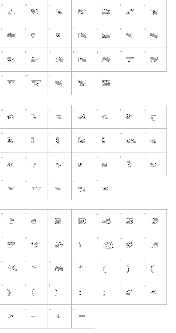 Character Map FZ UNIQUE 11 SPOTTED EX Font