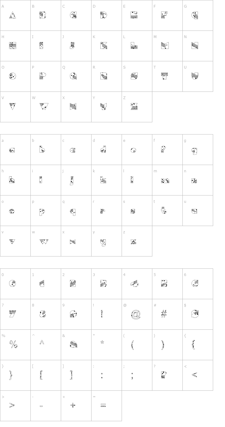 Character Map FZ UNIQUE 11 SPOTTED Font