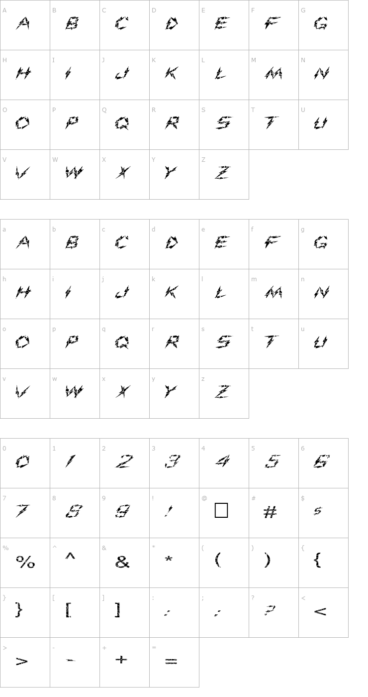 Character Map FZ UNIQUE 19 CRACKED EX Font