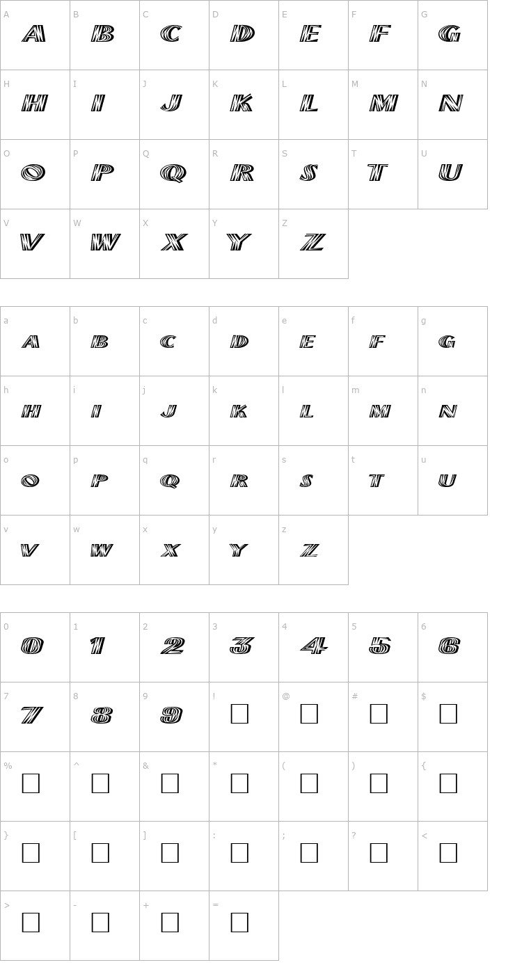 Character Map FZ UNIQUE 2 EX Font