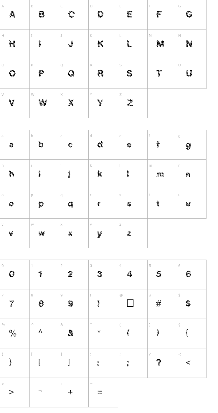 Character Map FZ UNIQUE 20 CRACKED Font