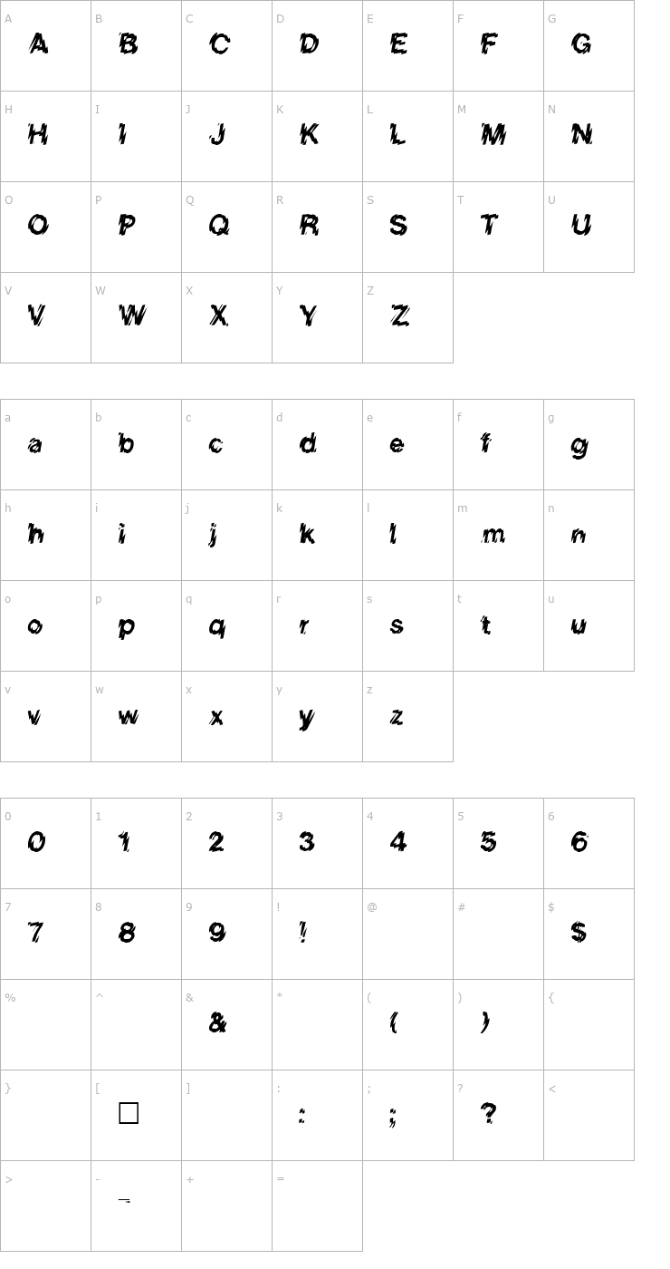 Character Map FZ UNIQUE 20 Font