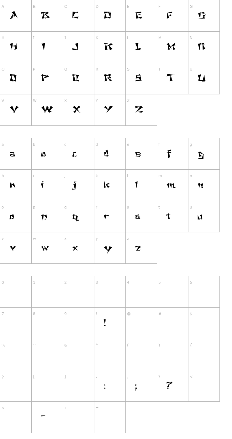 Character Map FZ UNIQUE 21 EX Font