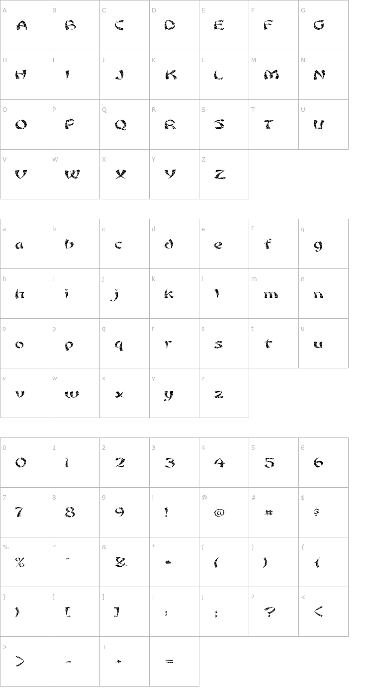 Character Map FZ UNIQUE 22 CRACKED EX Font
