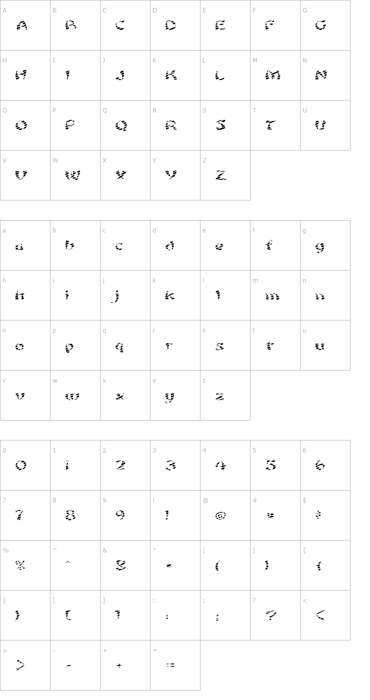 Character Map FZ UNIQUE 22 STRIPED EX Font