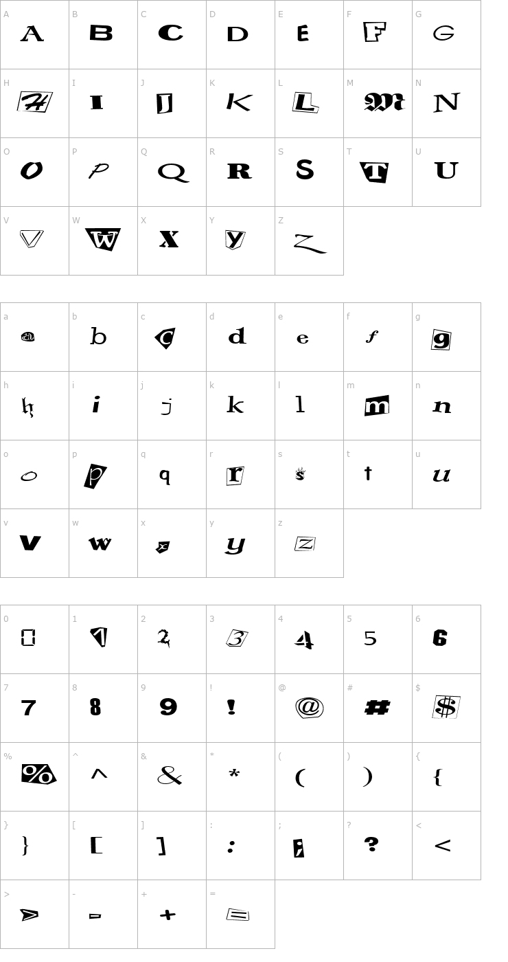 Character Map FZ UNIQUE 23 EX Font
