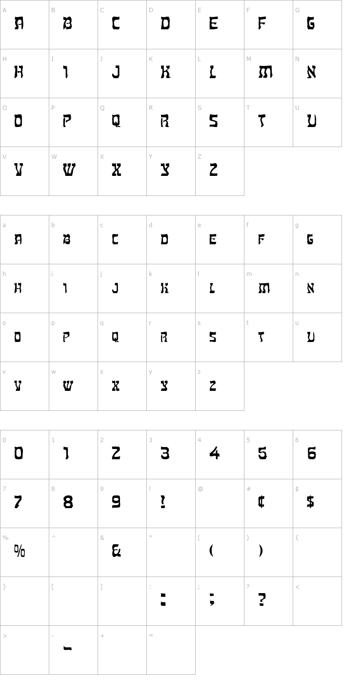 Character Map FZ UNIQUE 27 EX Font