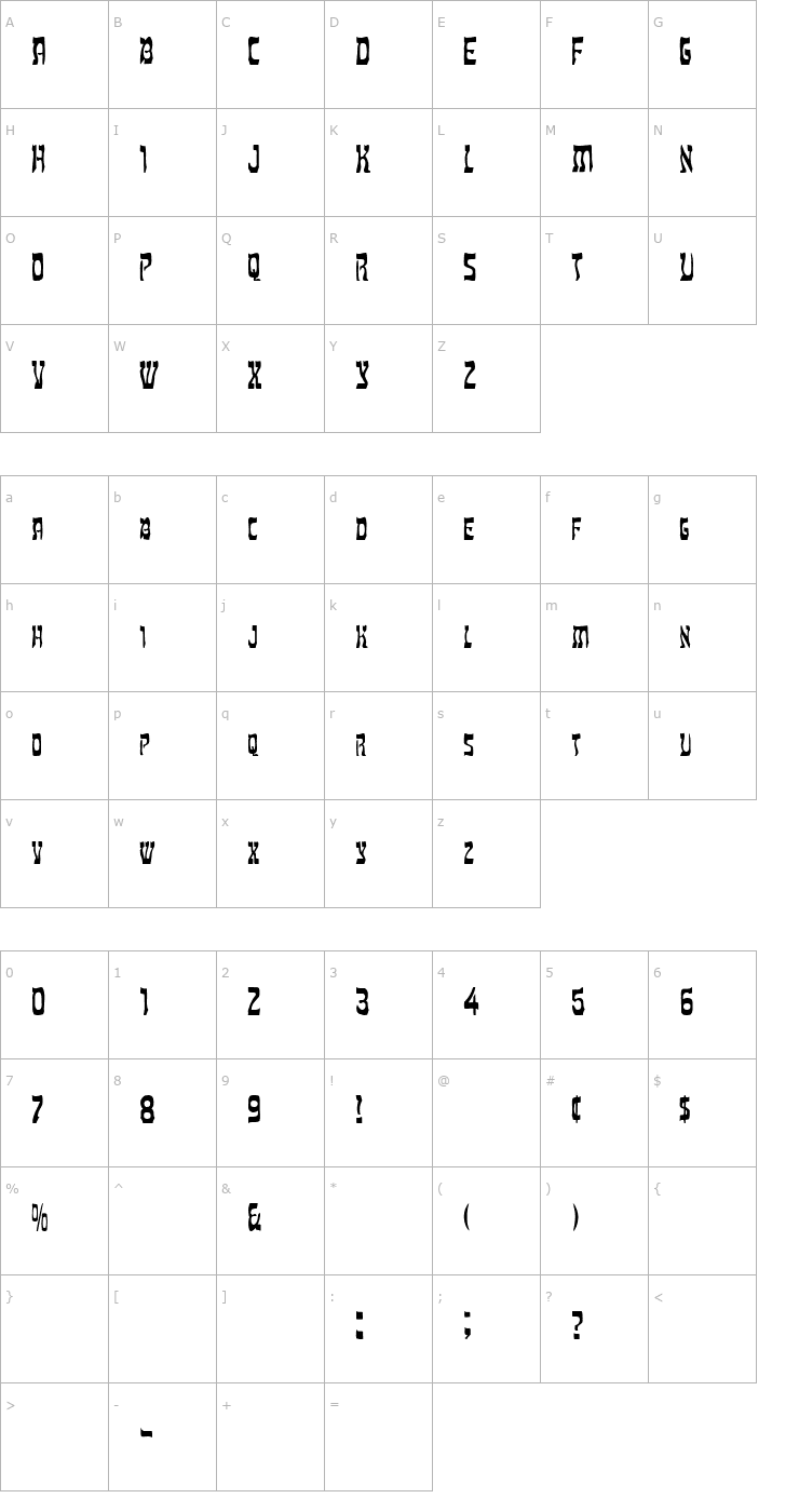 Character Map FZ UNIQUE 27 Font