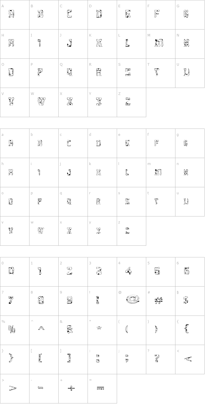 Character Map FZ UNIQUE 27 SPOTTED EX Font