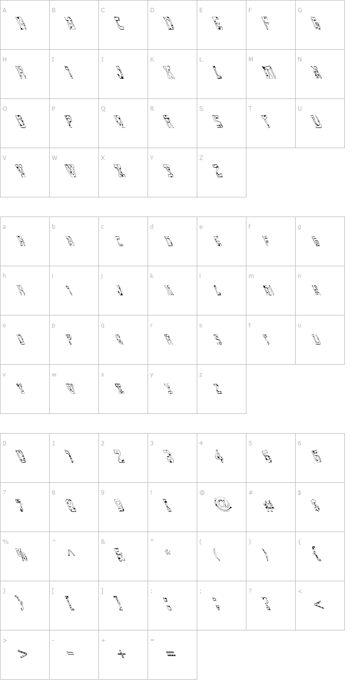 Character Map FZ UNIQUE 27 SPOTTED LEFTY Font