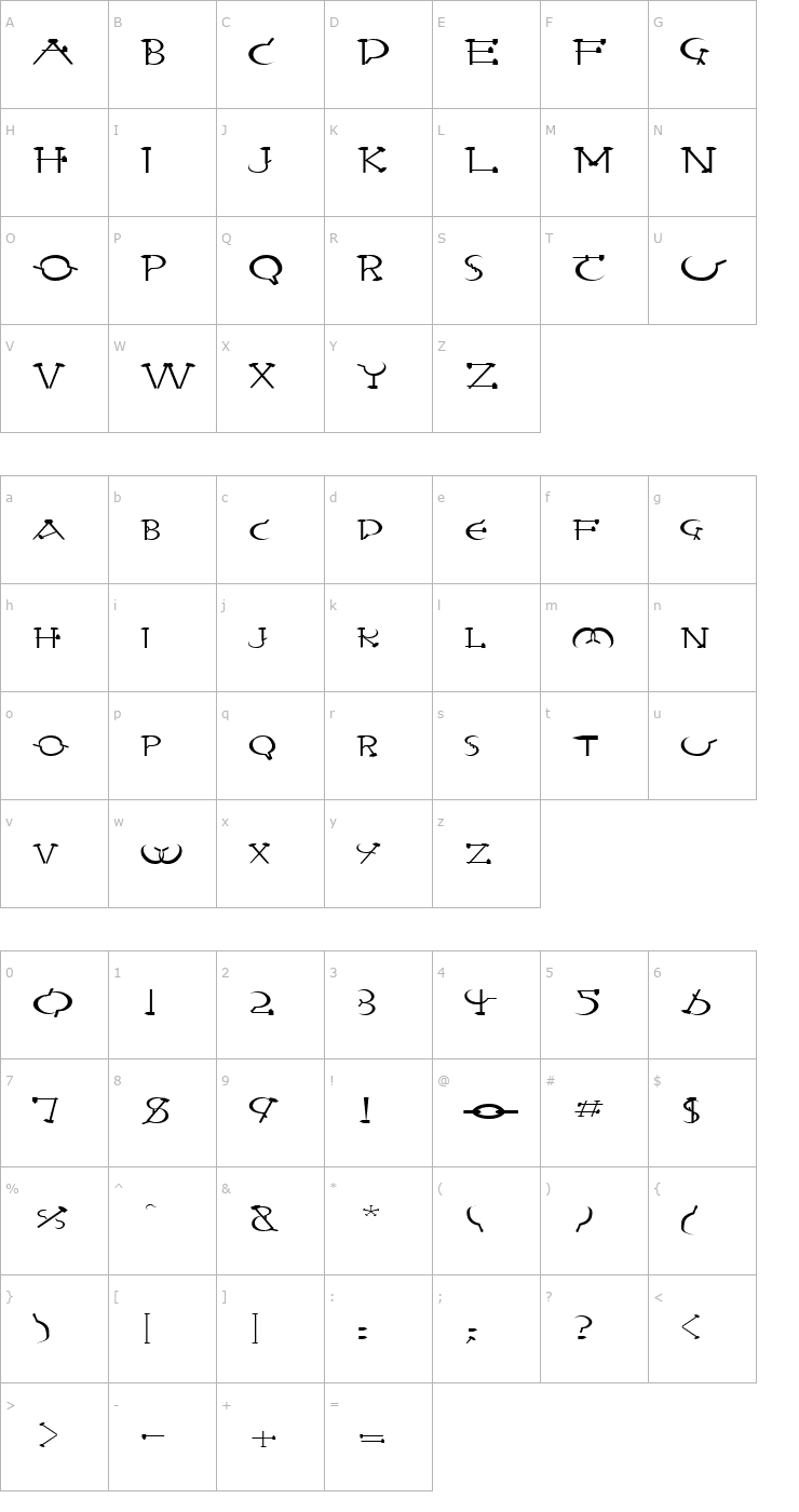 Character Map FZ UNIQUE 28 EX Font