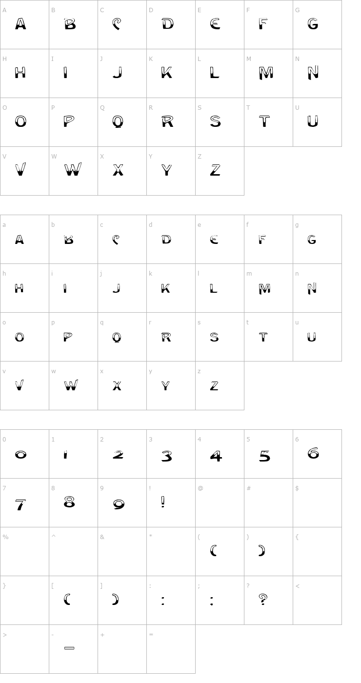 Character Map FZ UNIQUE 4 EX Font