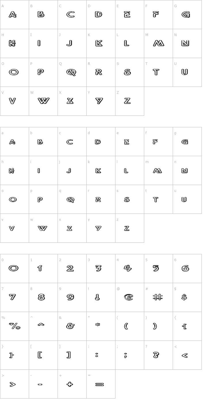Character Map FZ UNIQUE 40 EX Font