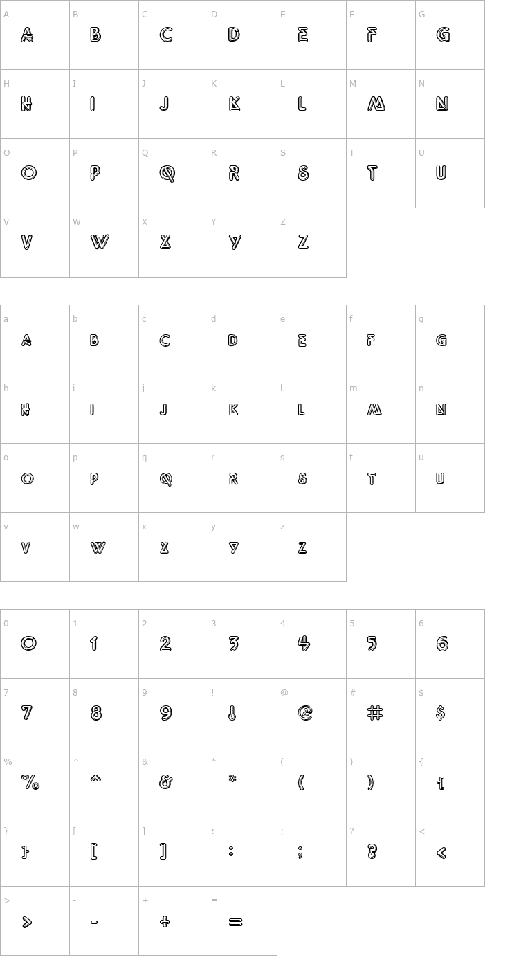 Character Map FZ UNIQUE 40 Font