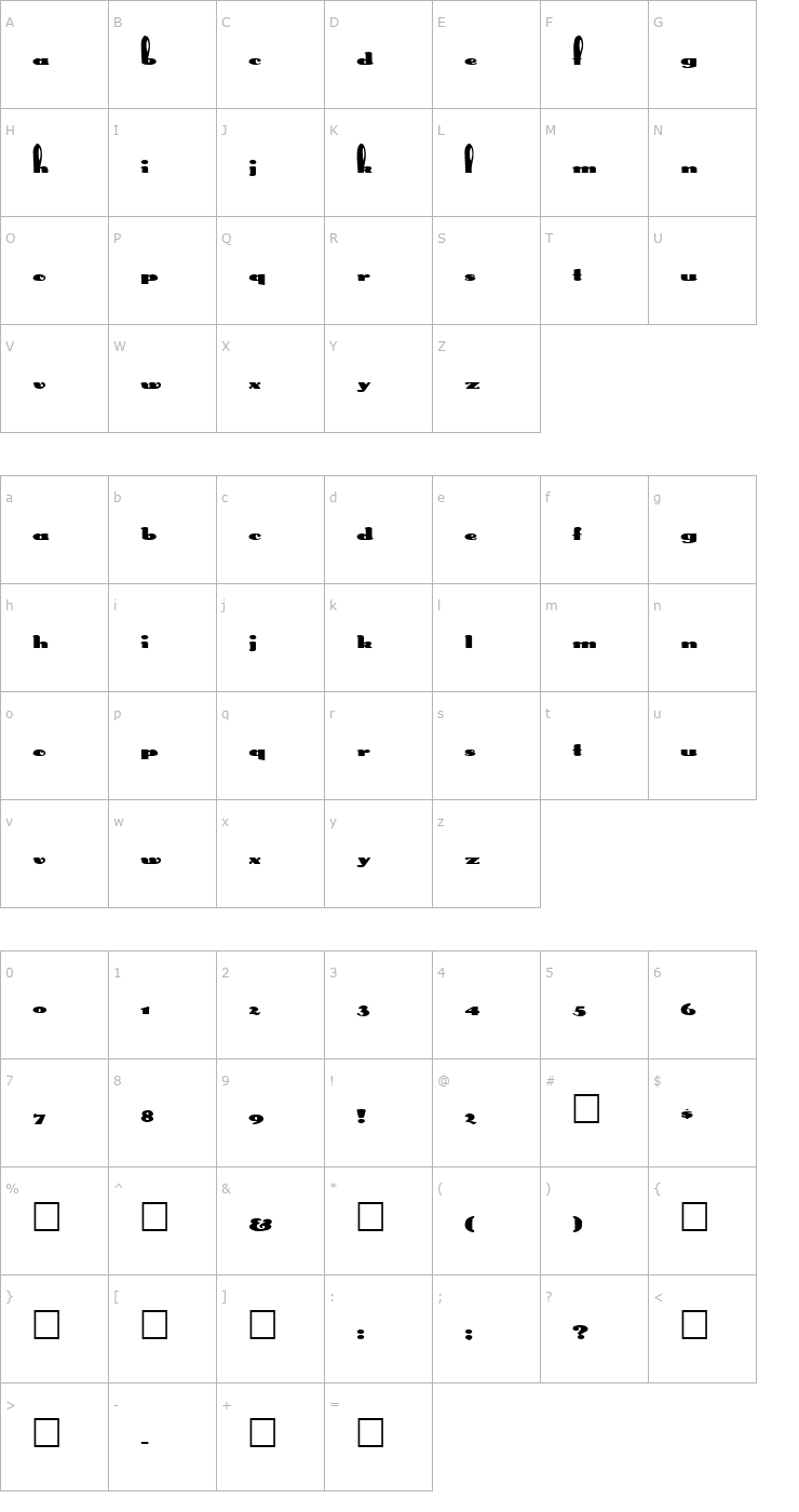 Character Map FZ UNIQUE 41 EX Font