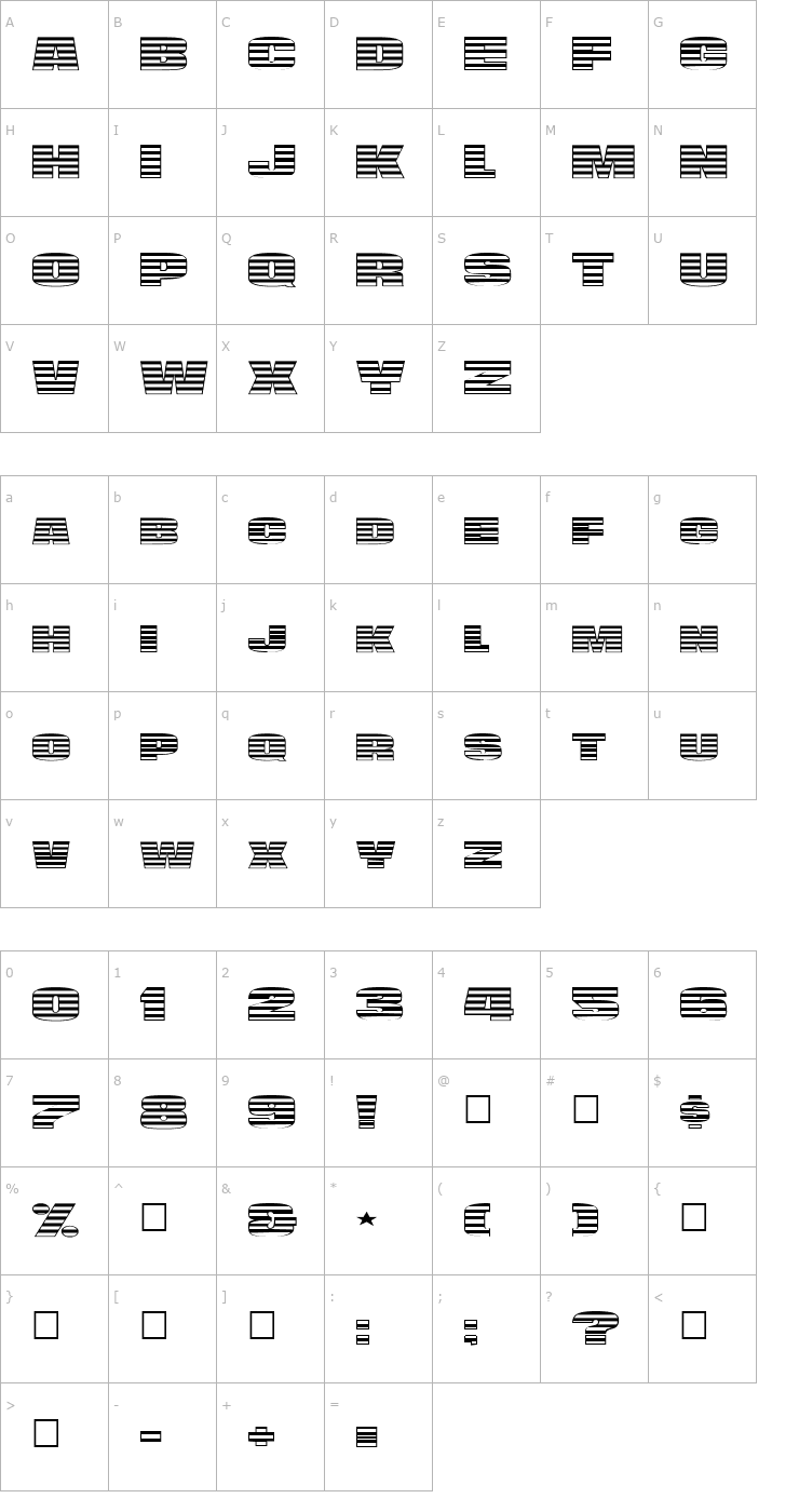 Character Map FZ UNIQUE 45 EX Font