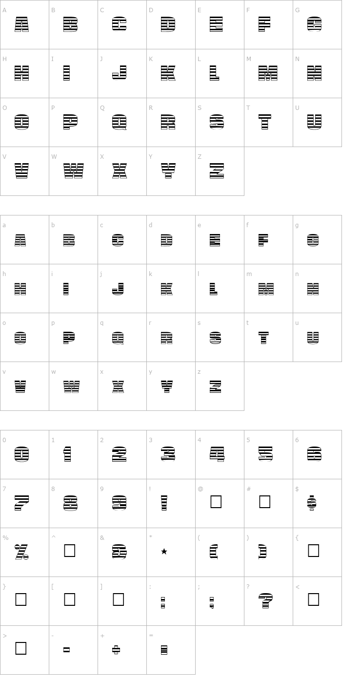 Character Map FZ UNIQUE 45 Font